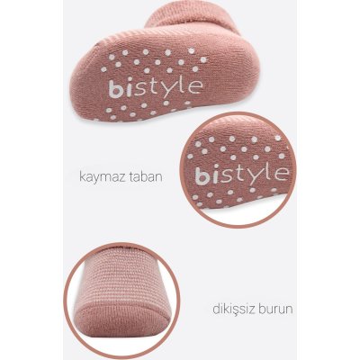 Bistyle 2'Li Çemberli Kaymaz Havlu Soket Çorap 10503 Pudra Pembe