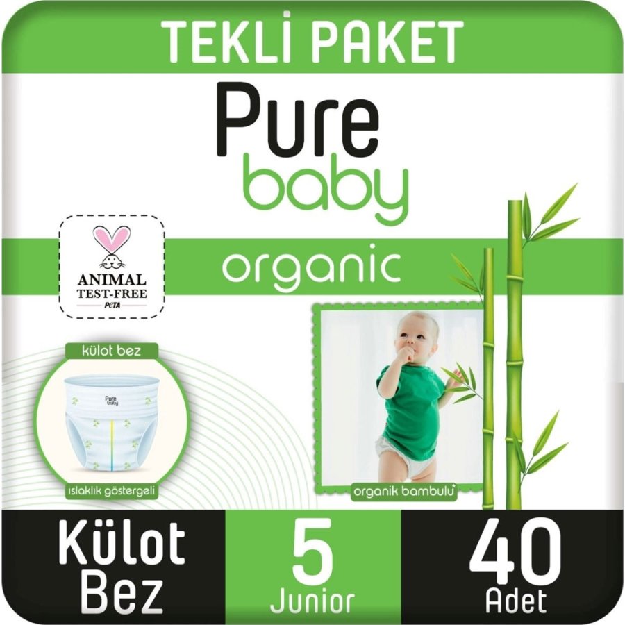 Sleepy Pure Baby Organik Külot Bez, 5 Beden, 40 Adet
