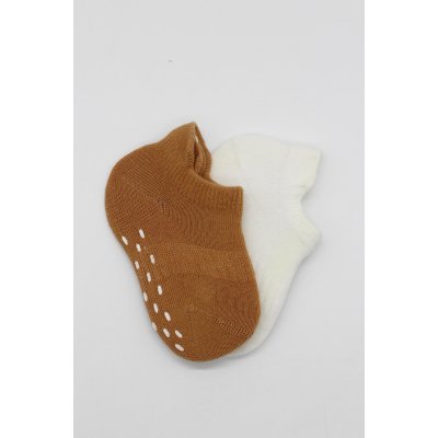 Bistyle 2'Li Sneakers Kaymaz Colours Penye Çorap 20104 Ekru Hardal