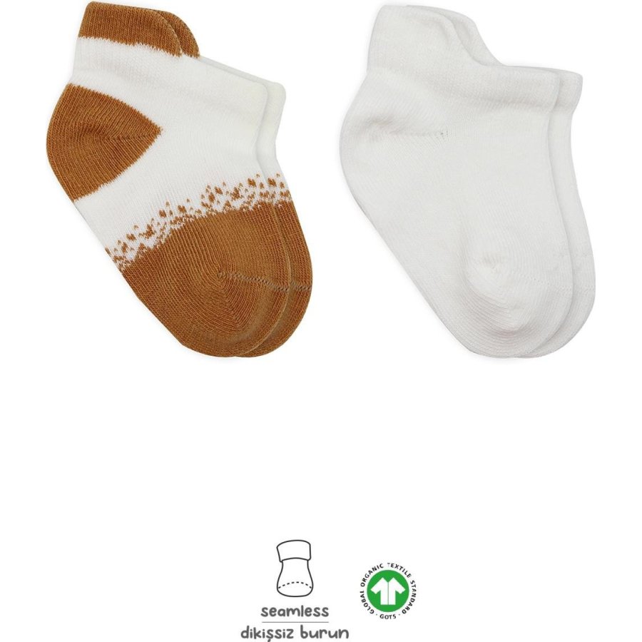 Bistyle 2'Li Penye Sneakers Çorap 20105 Ekru Hardal