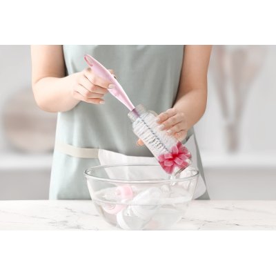 BabyJem Süngerli Biberon Fırçası, Pembe