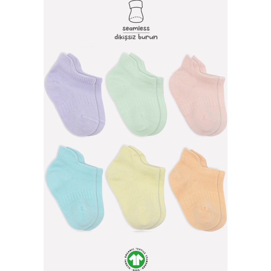 Bistyle Colors Penye Sneakers Soket Çorap, Pastel, 6'lı