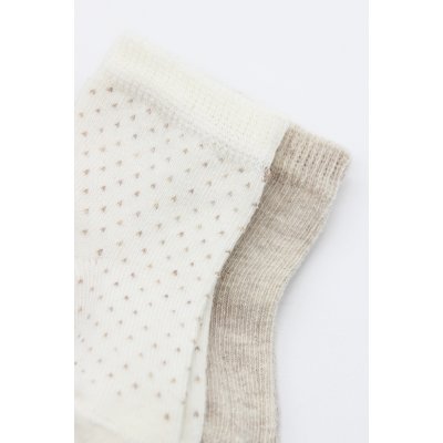 Bistyle Organik Puan Derby Penye Soket Çorap, Bej, Ekru, 2'li