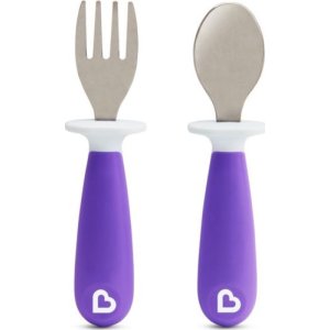 Munchkin Sıçrama Engelleyici Çocuk Çatal & Kaşık Seti 12 Ay+ Mor