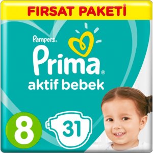Prima Aktif Bebek Bezi, 8 Beden, 31 Adet