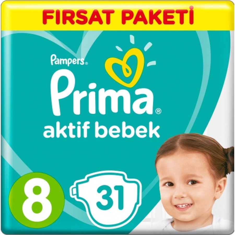 Prima Aktif Bebek Bezi, 8 Beden, 31 Adet