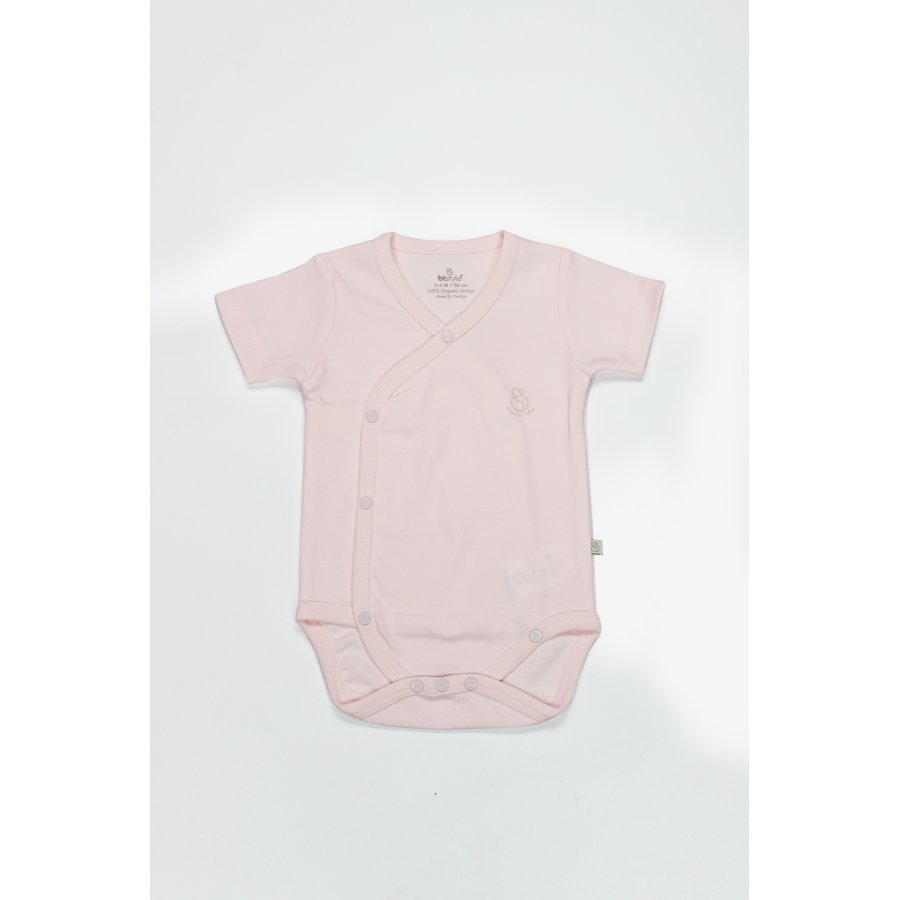Bistyle Organik Natural Basic Style Kruvaze Yarım Kol Body BS17101 Pembe