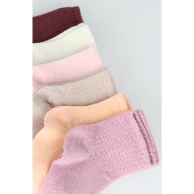 Bistyle Colors Penye Düz Soket Çorap, Gül Kurusu, 6'lı