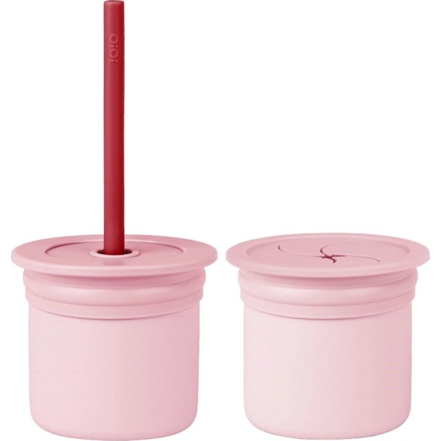 OiOi Ham+Hüp Pipetli Silikon Bardak Seti Pinky Pink / Velvet Rose