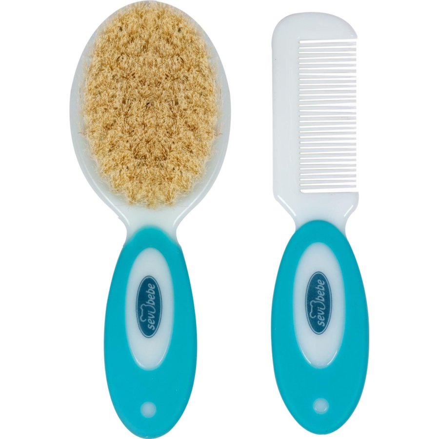 Sevi Bebe Naturel Fırça Tarak Seti, Mavi