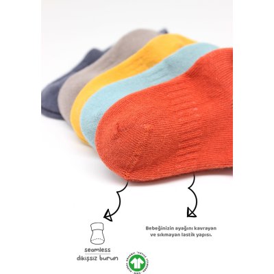 Bistyle Colors Penye Sneakers Soket Çorap, Kiremit, 6'lı