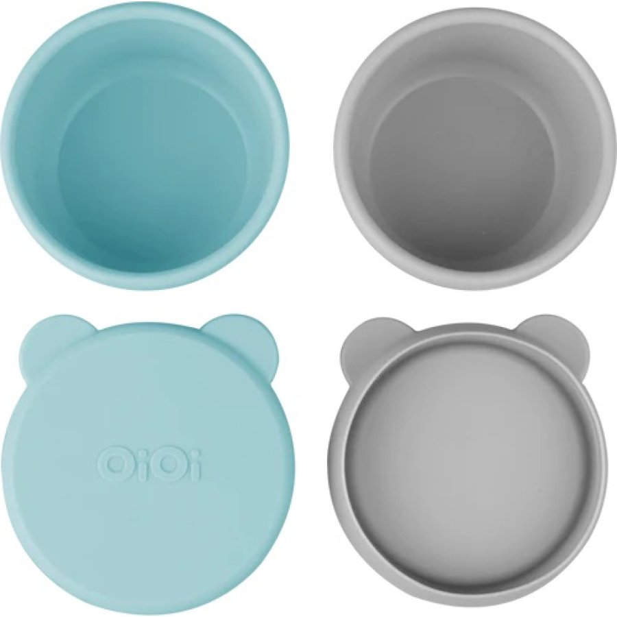 OiOi Silikon Kapaklı Mini Kase 2'Li Mini Bites Aqua Green / Powder Grey