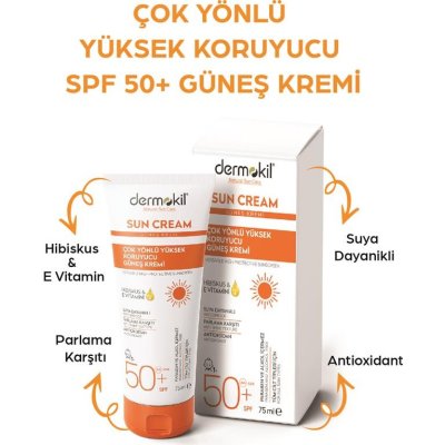 Dermokil Sun Krem Çok Yönlü Yüksek Koruyucu Güneş Kremi, SPF 50, 75 ml