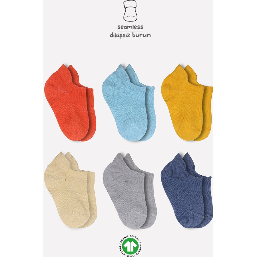 Bistyle Colors Penye Sneakers Soket Çorap, Kiremit, 6'lı