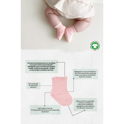 Bistyle Basic Penye Düz Soket Çorap, Pembe, Ekru, 6'lı