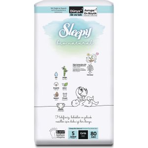 Sleepy Bio Natural Bebek Bezi, 5 Beden, 80 Adet