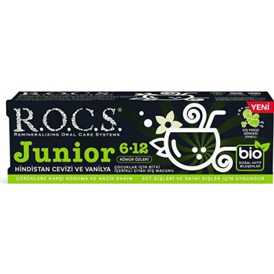 R.O.C.S. Junior Hindistan Cevizi ve Vanilya Tadında Florürsüz Diş Macunu, 60 ml