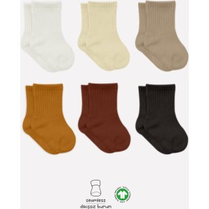 Bistyle Colors Penye Düz Soket Çorap, Toprak, 6'lı