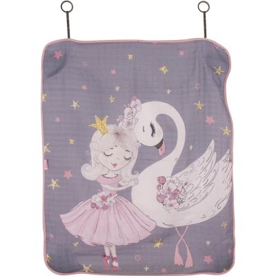 Sevi Bebe Pano Baskılı Müslin Bebek Arabası Örtüsü, Kuğu