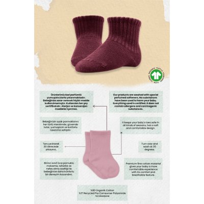 Bistyle Colors Penye Düz Soket Çorap, Gül Kurusu, 6'lı