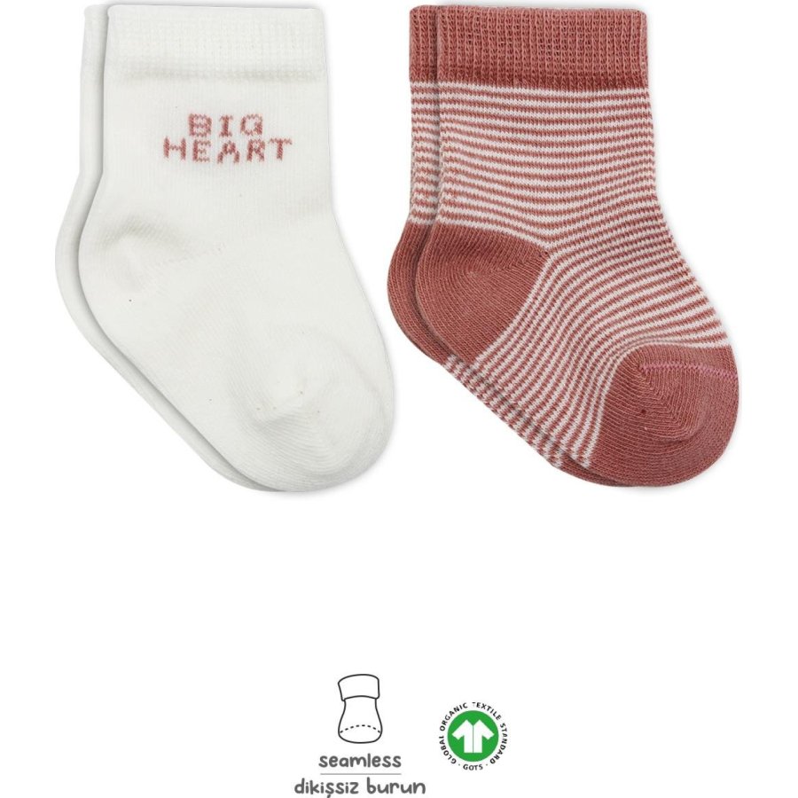 Bistyle 2'Li Big Heart Penye Soket Çorap 10117 Pudra