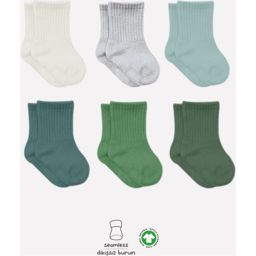 Bistyle Colors Penye Düz Soket Çorap, Nil, 6'lı