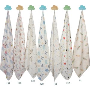 Sevi Bebe Desenli Müslin Bebek Battaniyesi, 100x100, Flamingo