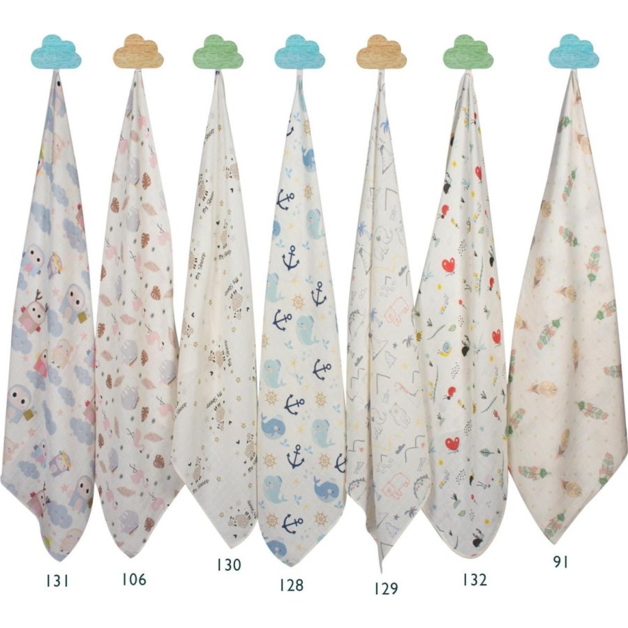 Sevi Bebe Desenli Müslin Bebek Battaniyesi, 100x100, Flamingo