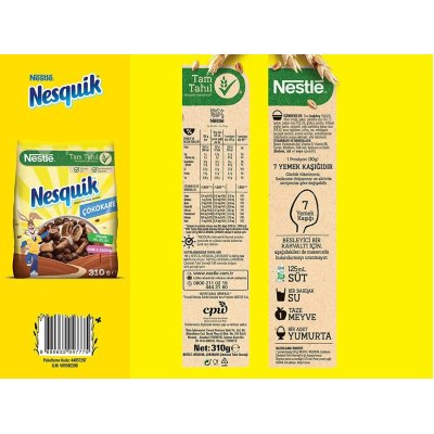 Nesquik Çokokare Kakaolu Buğday ve Mısır Gevreği, 310 g