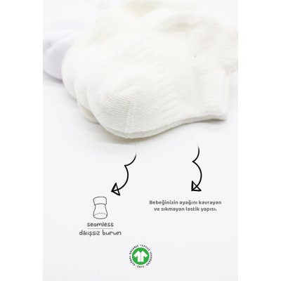 Bistyle Basic Sneakers Soket Çorap, Ekru, 6'lı