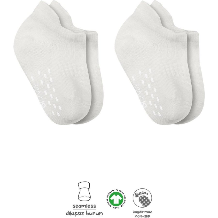 Bistyle 2'Li Sneakers Kaymaz Basic Penye Çorap 20103 Ekru Ekru