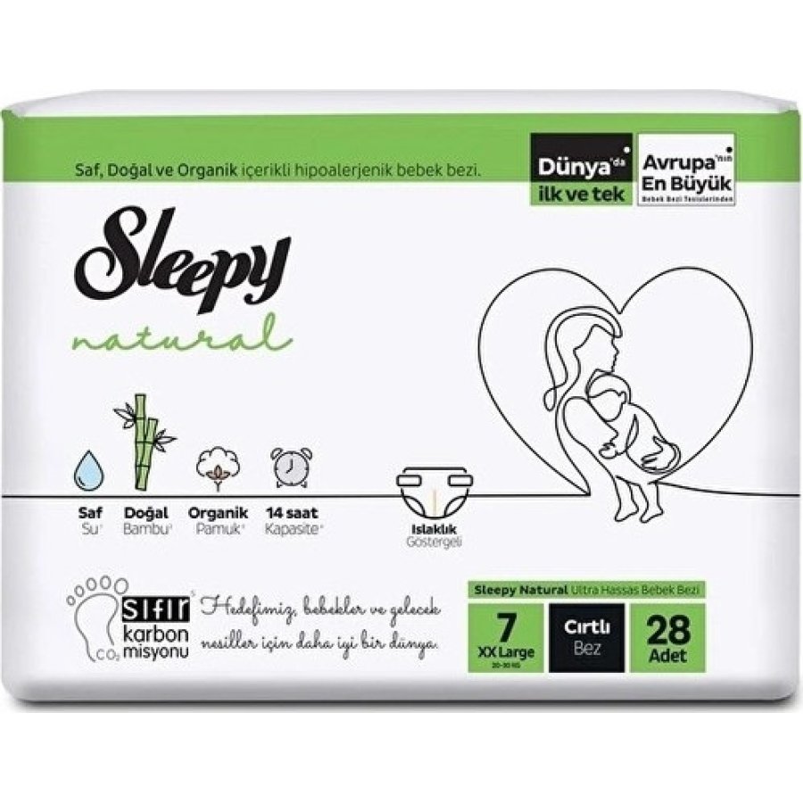 Sleepy Natural Bebek Bezi, 7 Beden, 28 Adet
