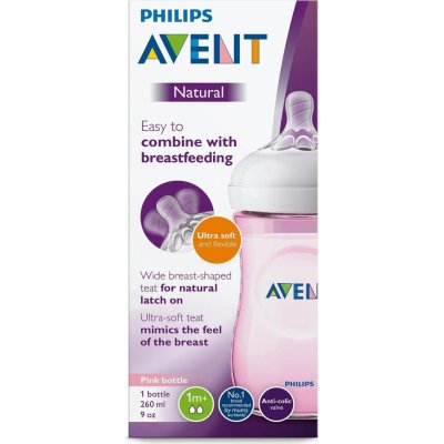 Philips Avent Natural PP Biberon, 260 ml, Pembe