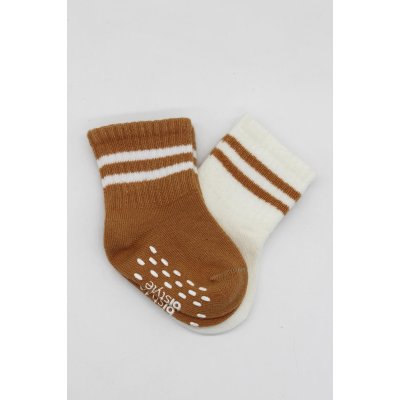 Bistyle 2'Li Çemberli Kaymaz Soket Çorap 10125 Ekru Hardal