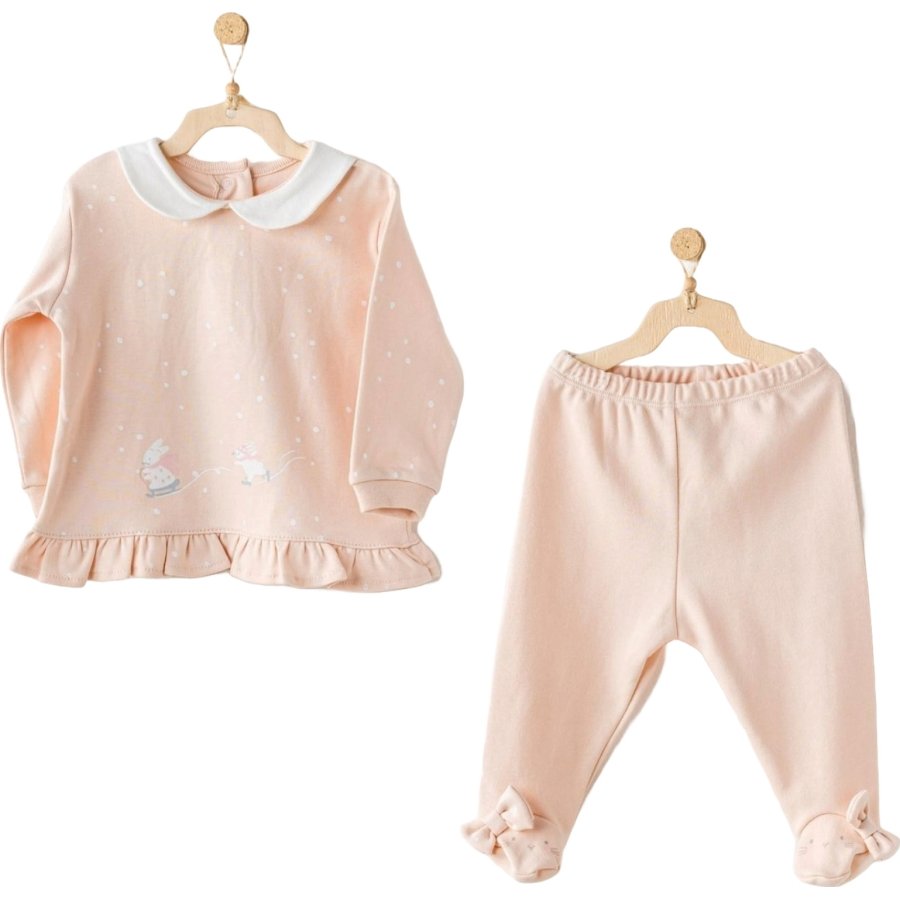 Andywawa Cute Bunnies Be Sking 2'li Bebek Takım, Pembe
