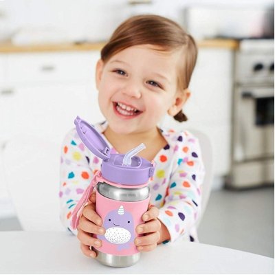 Skip Hop Pipetli Paslanmaz Çelik Suluk, 350 ml, Narwhal