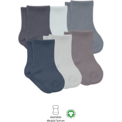 Bistyle Colors Penye Düz Soket Çorap, Antrasit, 6'lı