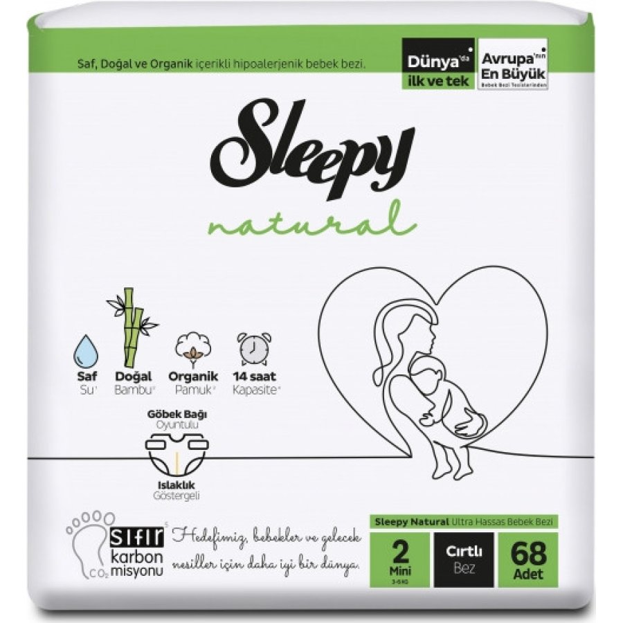 Sleepy Natural Bebek Bezi, 2 Numara, 68 Adet