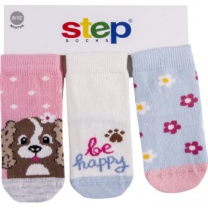 Step Be Happy Dog Soket Çorap, Karışık Renkli, 3'lü