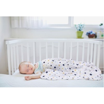 Sevi Bebe Desenli Müslin Battaniye, 100x100, Mavi, Yıldız Yağmuru