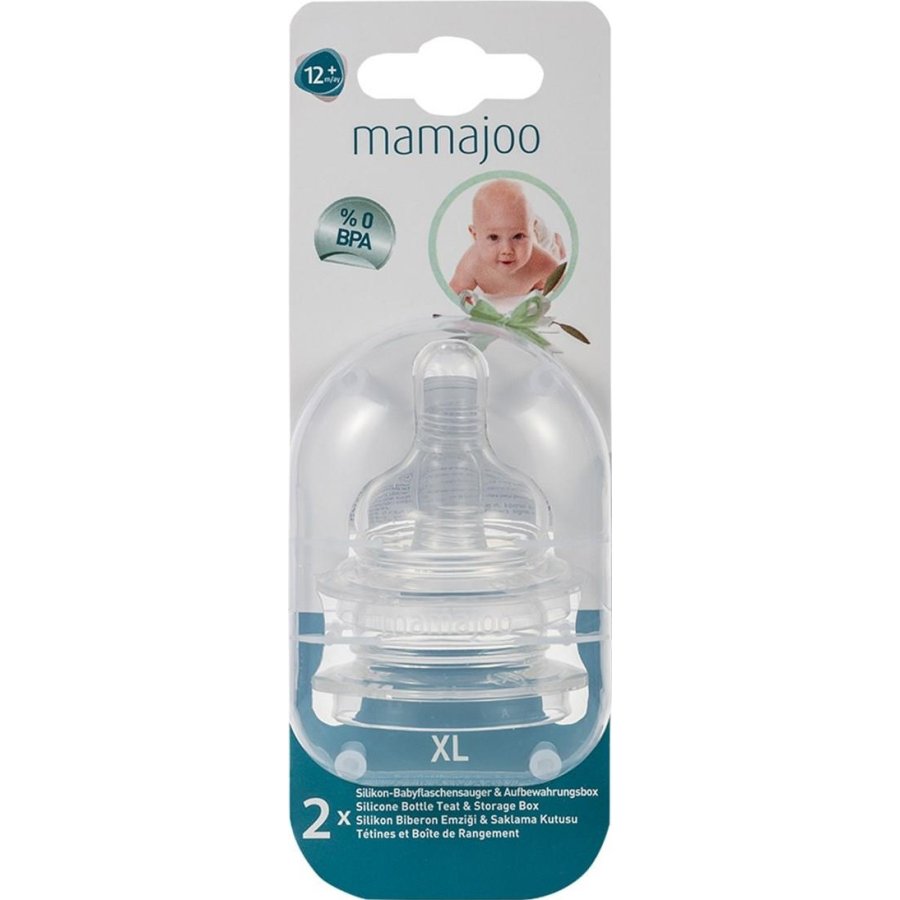 Mamajoo Saklama Kutulu Anti Kolik Biberon Emziği, No: 4, 12+ Ay, 2'li