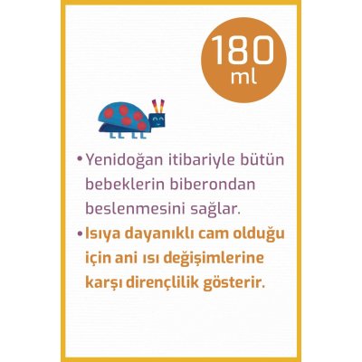 Bebedor Geniş Ağızlı Isıya Dayanıklı Cam Biberon, 120 ml