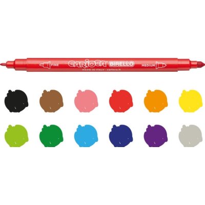 Carioca Birello Süper Yıkanabilir Çift Taraflı Keçeli Boya Kalemi, 12'li