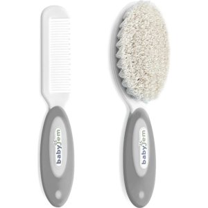 BabyJem Doğal Kıl Fırça Tarak Seti, Gri