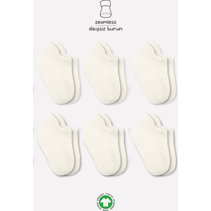 Bistyle Basic Sneakers Soket Çorap, Ekru, 6'lı