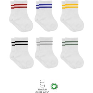 Bistyle Penye Çemberli Soket Çorap, Kırmızı, Beyaz, 6'lı