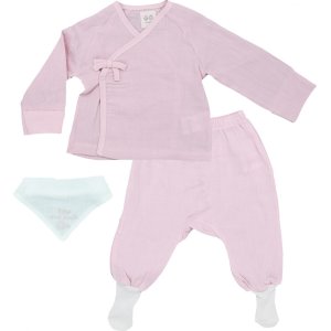 Andywawa Baby Home Müslin 3'lü Bebek Zıbın Takım, Pembe