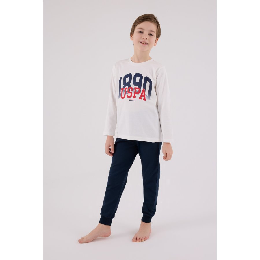 U.S. Polo Assn Uzun Kol Pijama Takım US2203-4 Beyaz