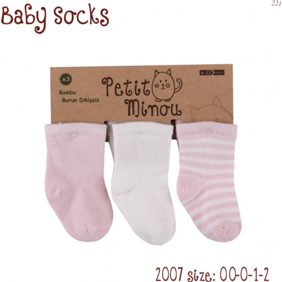 Step Çizgili Kız Soket Çorap, Karışık Renkli, 3'lü