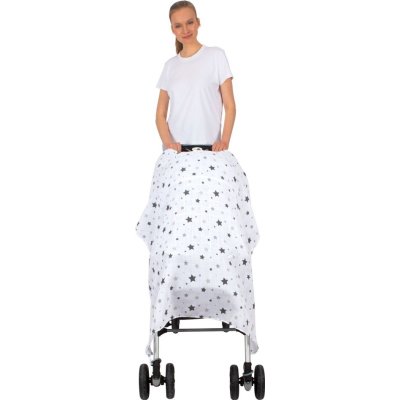 Sevi Bebe Müslin Bebek Arabası Örtüsü, Gri, Yıldız Yağmuru